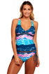 Sexy Summer Waves Cross Back Tankini Tie Side Swimsuit